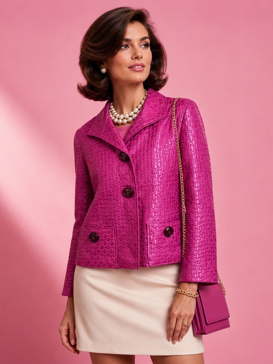 600 West Jackets & Blazers - 600 West Magenta Textured Blazer Jacket Career Office Business Chic Size 8 EUC